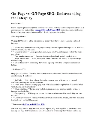On-Page vs. Off-Page SEO- Understanding the Interplay