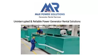 Comprehensive Power Solutions for Any Need with M&R Solutions Power