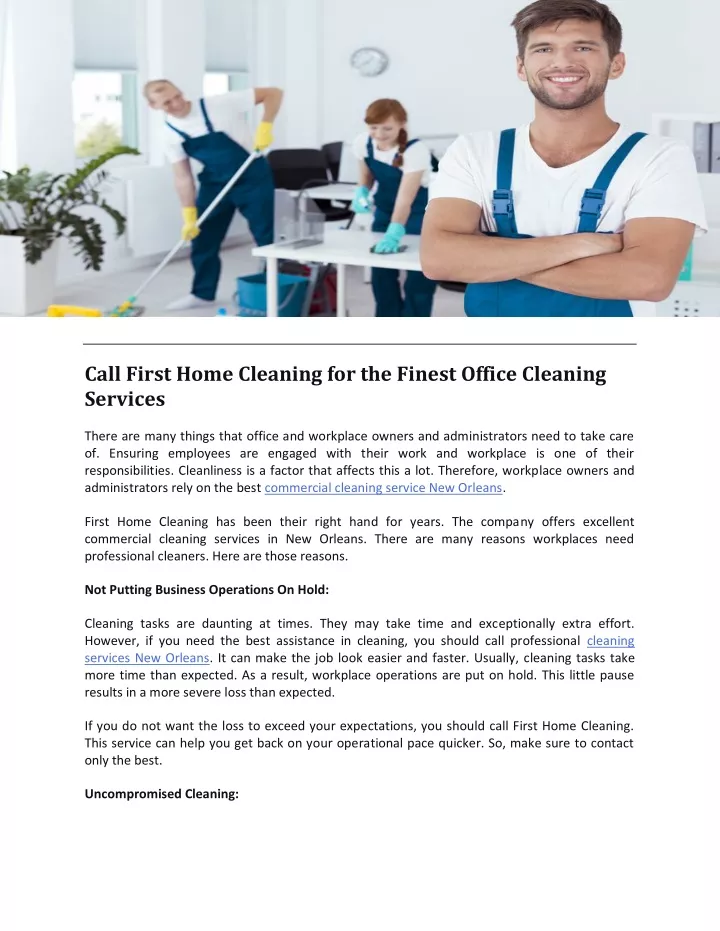 call first home cleaning for the finest office