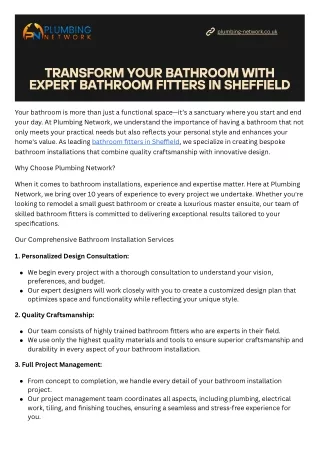 Transform Your Bathroom with Expert Bathroom Fitters in Sheffield