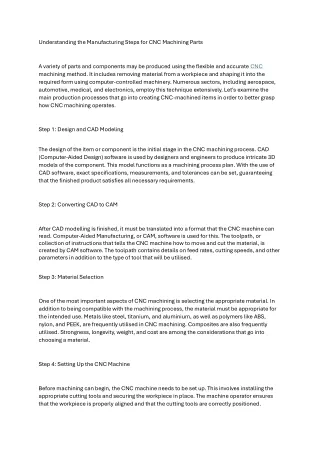 Understanding the Manufacturing Steps for CNC Machining Parts