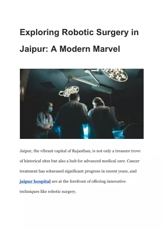 Exploring Robotic Surgery in Jaipur_ A Modern Marvel