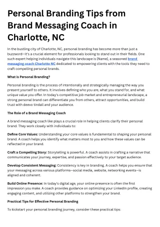 Personal Branding Tips from Brand Messaging Coach in Charlotte, NC