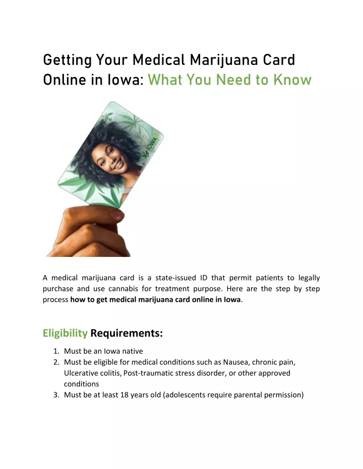 PPT - Getting Your Medical Marijuana Card Online in Iowa: What You Need ...