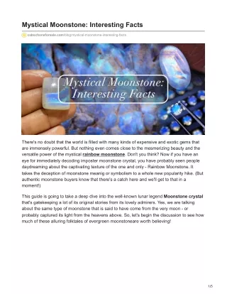 mystical moonstone interesting facts