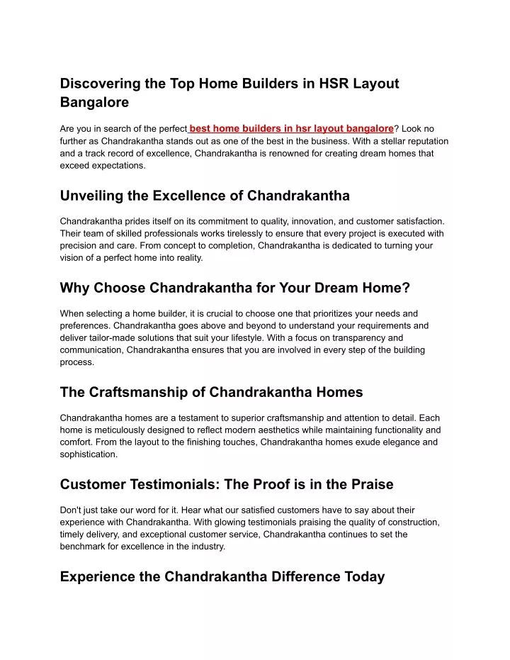 discovering the top home builders in hsr layout