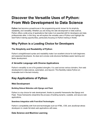 discover the versatile uses of python from