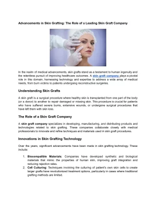 Advancements in Skin Grafting_ The Role of a Leading Skin Graft Company
