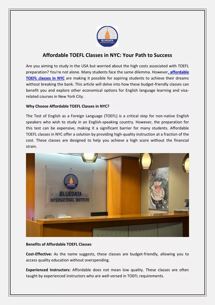 affordable toefl classes in nyc your path