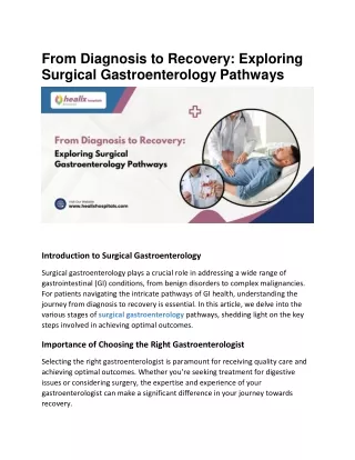 From Diagnosis To Recovery Exploring Surgical Gastroenterology Pathways