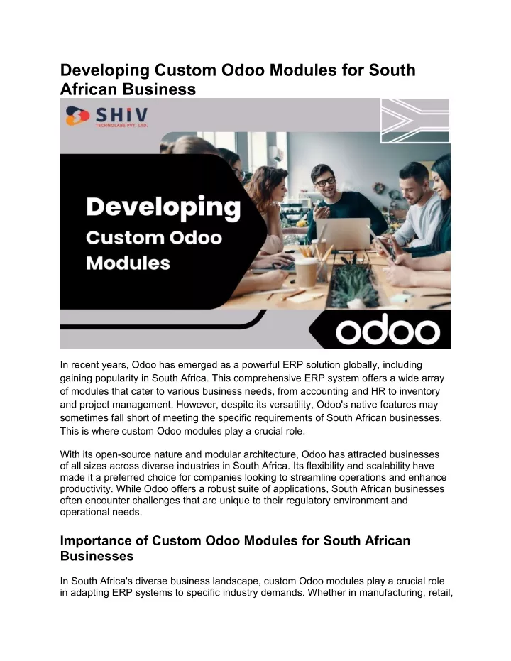 developing custom odoo modules for south african