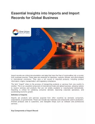 Essential Insights into Imports and Import Records for Global Business