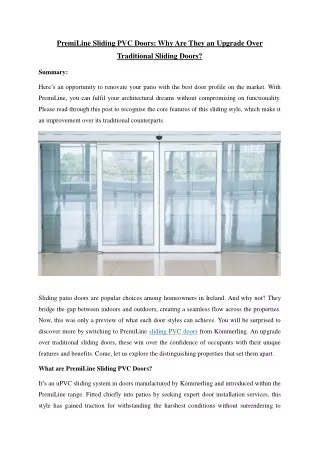 PremiLine Sliding PVC Doors Why Are They an Upgrade Over Traditional Sliding Doors