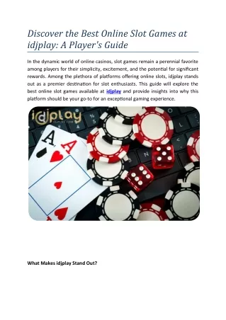 discover the best online slot games at idjplay