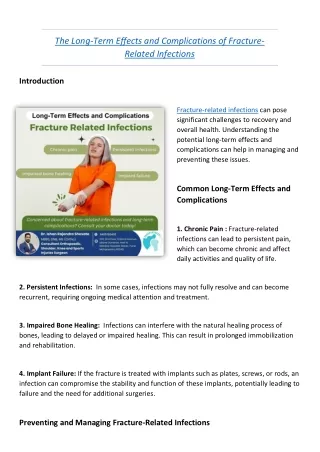 The Long-Term Effects and Complications of Fracture-Related Infections