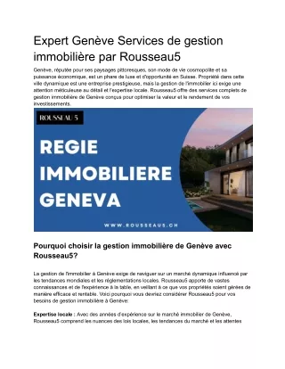 Régie immobilière genève