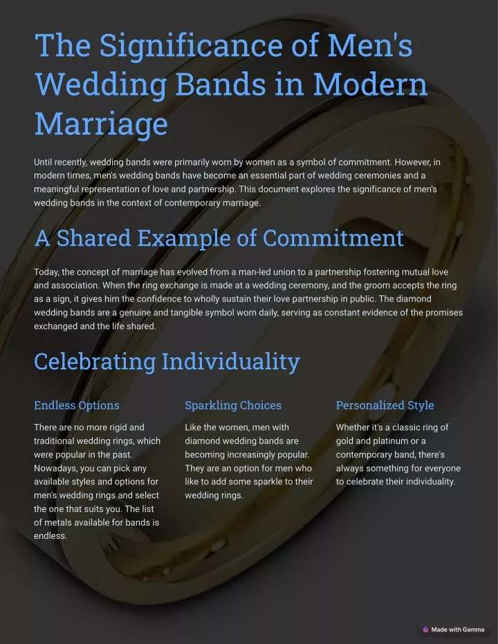 the significance of men s wedding bands in modern