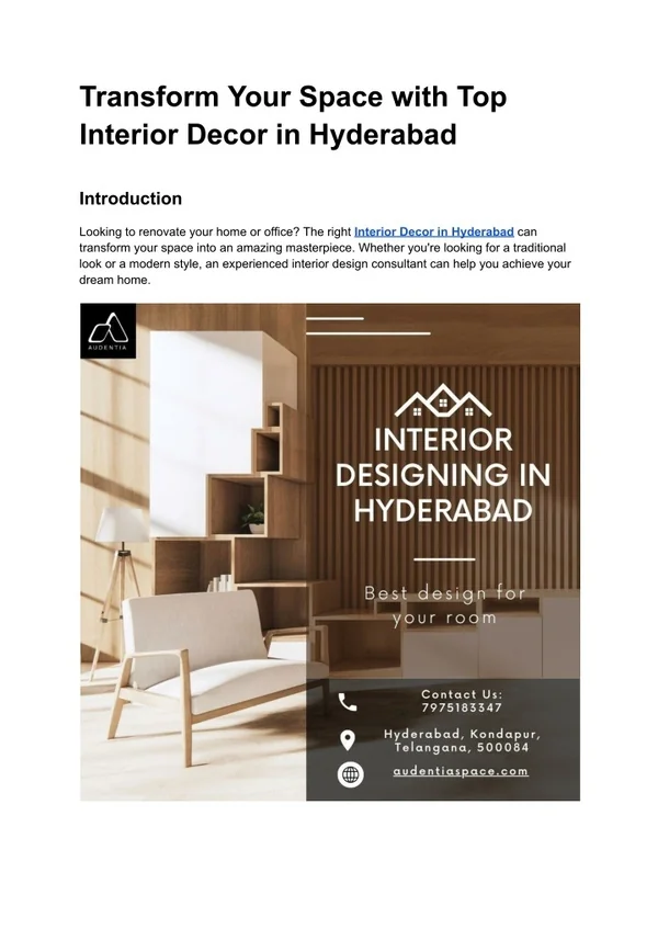 PPT - Transform Your Space with Top Interior Decor in Hyderabad ...