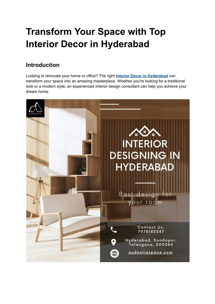 PPT - Transform Your Space with Top Interior Decor in Hyderabad ...