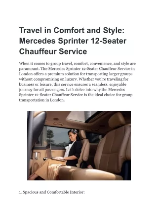 Travel in Comfort and Style_ Mercedes Sprinter 12-Seater Chauffeur Service