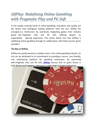 idjplay redefining online gambling with pragmatic