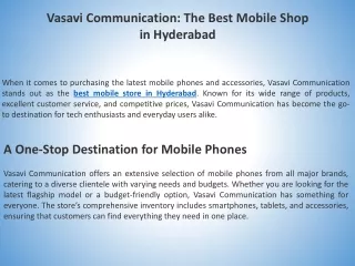 Vasavi Communication The Best Mobile Shop in Hyderabad