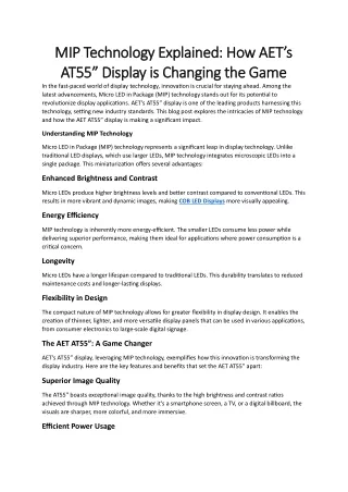 MIP Technology Explained: How AET’s AT55” Display is Changing the Game