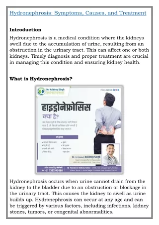 Hydronephrosis: Symptoms, Causes, and Treatment