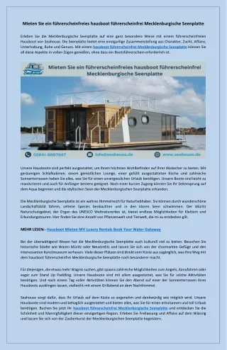 Problemlose hausboot führerscheinfrei Mecklenburgische Seenplatte