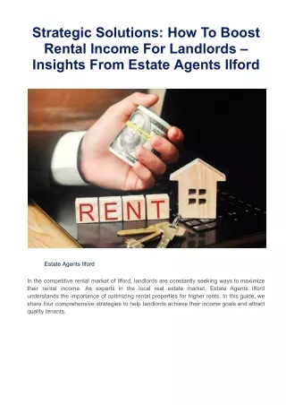 Strategic Solutions_ How To Boost Rental Income For Landlords – Insights From Estate Agents Ilford