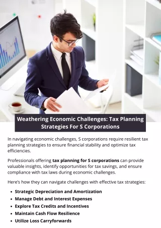 Weathering Economic Challenges: Tax Planning Strategies For S Corporations