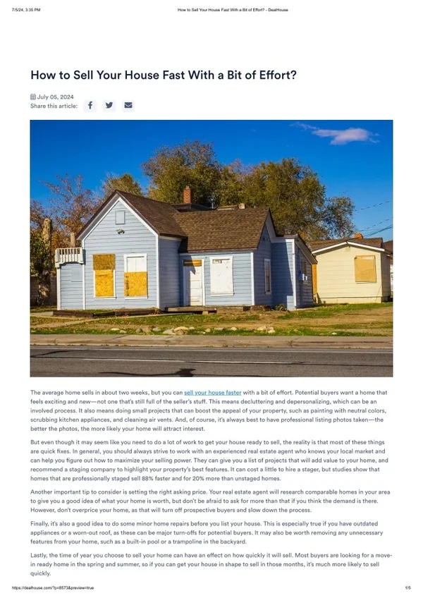 How to Sell Your House Fast With a Bit of Effort_ - DealHouse