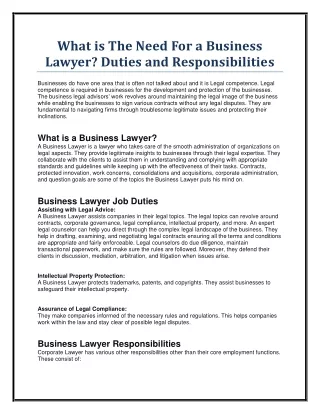 What is The Need For a Business Lawyer? Duties and Responsibilities