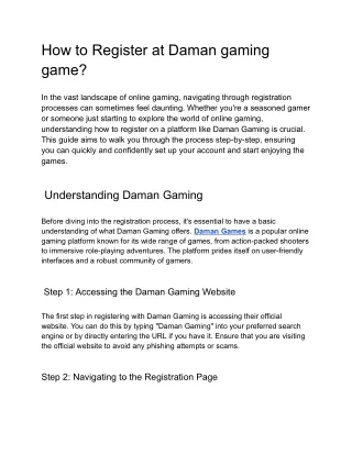 How to Register at Daman gaming game
