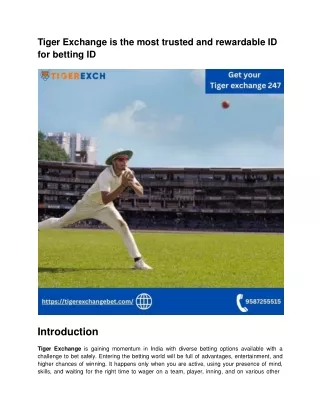 Tiger Exchange is the most trusted and rewardable ID   for betting ID