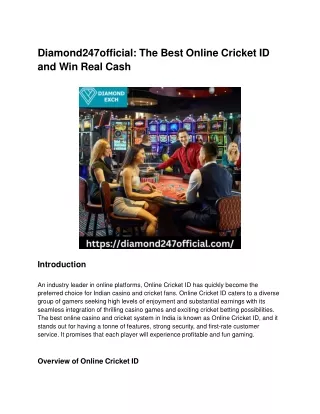 Diamond247official_ The Best Online Cricket ID and Win Real Cash