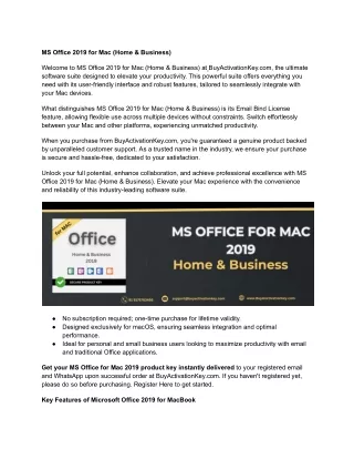 MS Office 2019 for Mac (Home & Business)