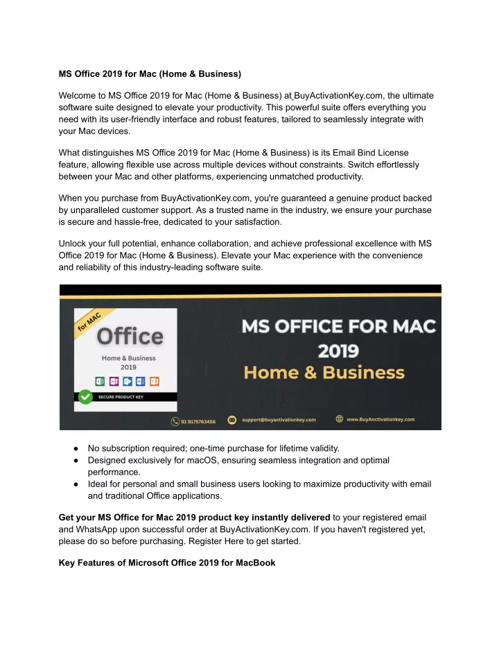 ms office 2019 for mac home business