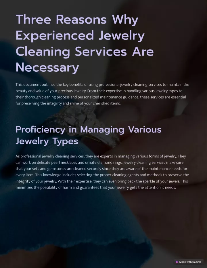 three reasons why experienced jewelry cleaning