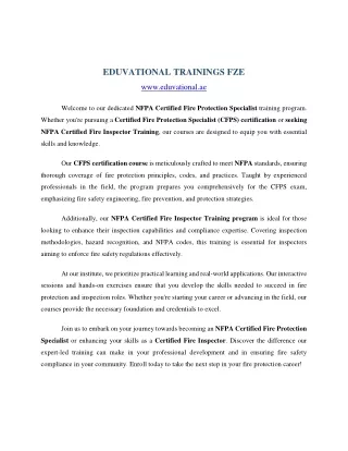 eduvational trainings fze