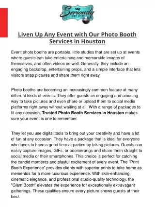 Liven Up Any Event with Our Photo Booth Services in Houston