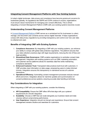 Integrating Consent Management Platforms with Your Existing Systems