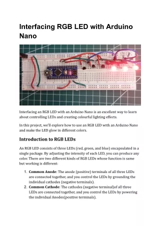 interfacing rgb led with arduino nano