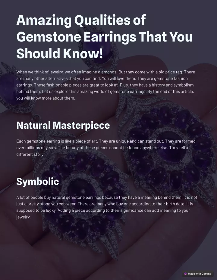 amazing qualities of gemstone earrings that