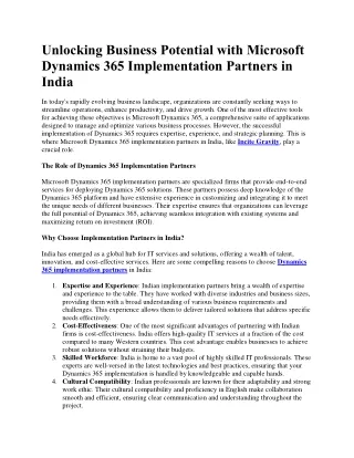 Microsoft Dynamics 365 Implementation Partners in India