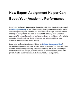 how expert assignment helper can