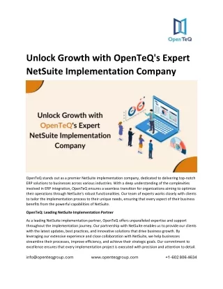 Unlock Growth with OpenTeQ's Expert NetSuite Implementation Company