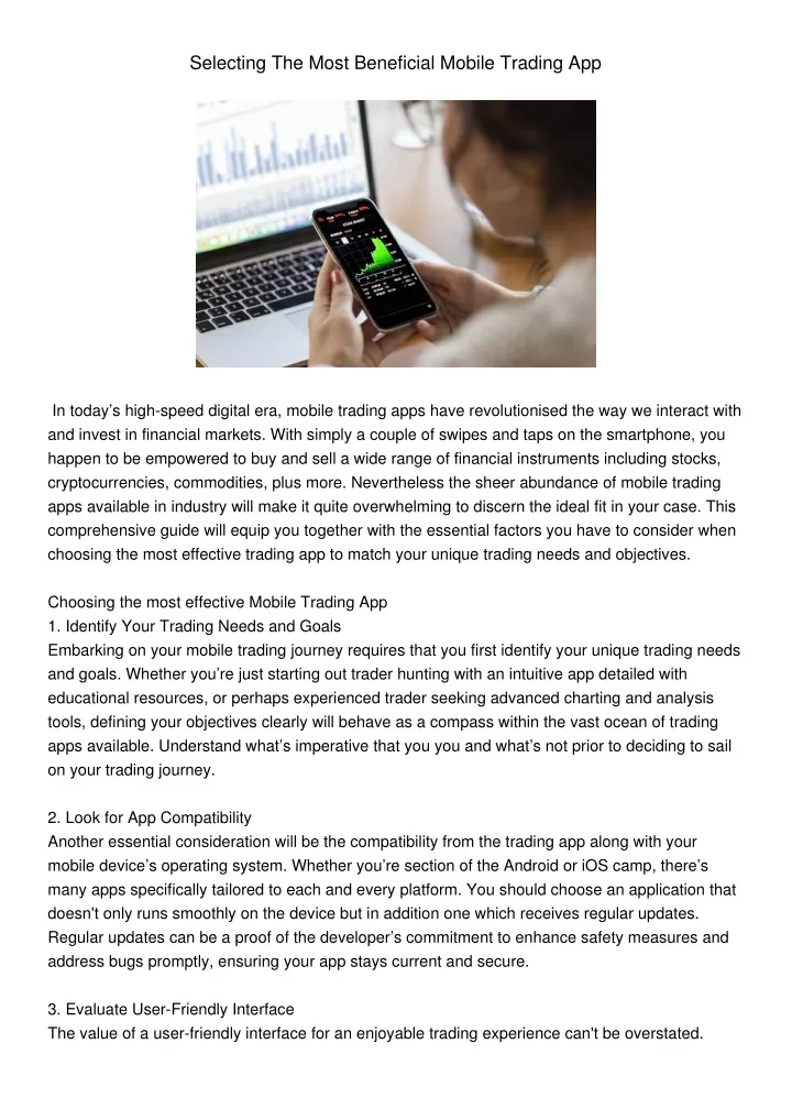 selecting the most beneficial mobile trading app