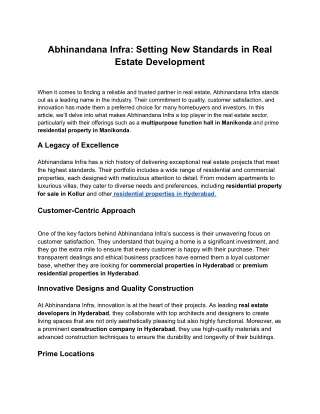 abhinandana infra setting new standards in real