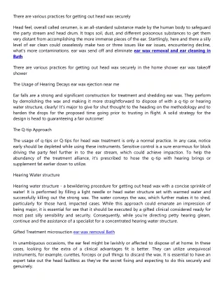 ear wax removal and ear cleaning in Bath